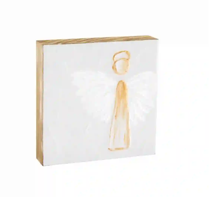 Large Angel Block Plaque Gifts Mudpie   