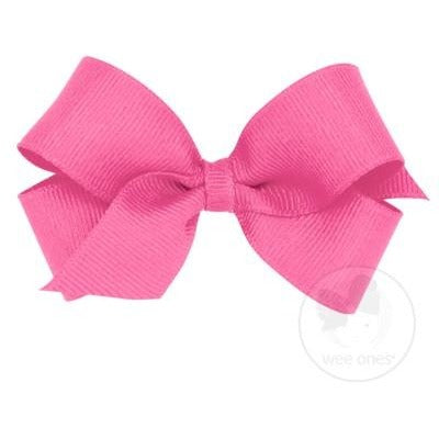 Mini Grosgrain Bow Kids Hair Accessories Wee Ones Hot Pink  