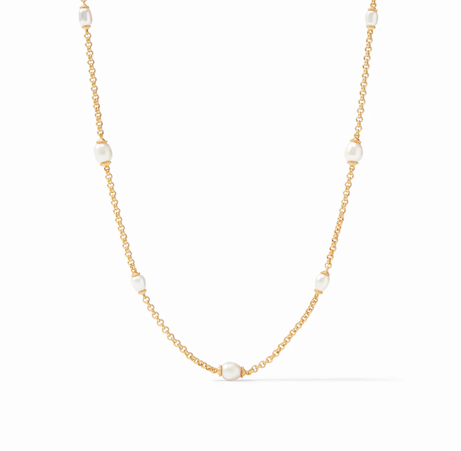 Marbella Station Necklace - Freshwater Pearl Necklaces Julie Vos   