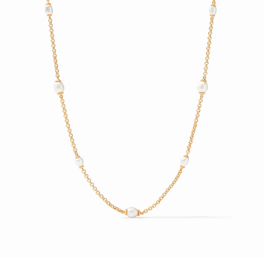 Marbella Station Necklace - Freshwater Pearl Necklaces Julie Vos   