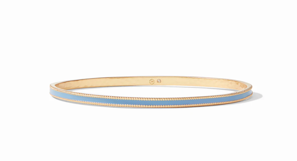 Marseille Bangle Gold Chalcedony Blue Enamel - Medium Bracelets Julie Vos   