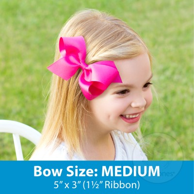 Medium Classic Grosgrain Bow on Headband - Shocking Pink Accessories Wee Ones   