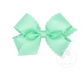 Medium Grosgrain Bow with White Moonstitch Edge - Pale Green with White Accessories Wee Ones   