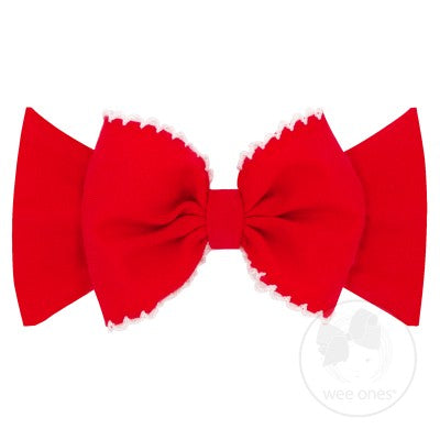 Medium Cotton Jersey Bowtie Band with Moonstitch Accessories Wee Ones Red 0-6m 