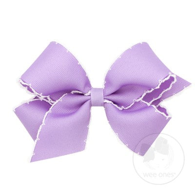 Medium Moonstitch Basic Bow Accessories Wee Ones Light Orchid with White  
