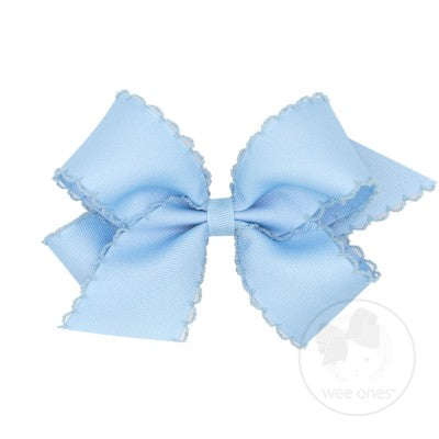 Medium Monotone Moonstitch Grosgrain Bow - Millenium Blue Kids Hair Accessories Wee Ones   