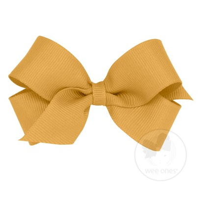 Mini Grosgrain Bow - Old Gold Kids Hair Accessories Wee Ones   