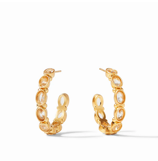 Mykonos Hoop Gold Clear Crystal - Medium Earrings Julie Vos   