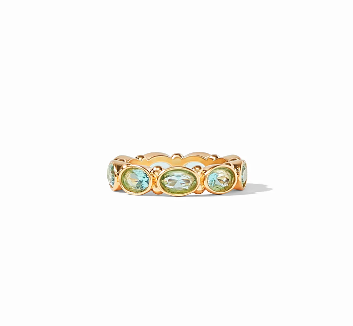 Mykonos Ring Gold Clear Bahamian Blue Size 8 Women's Jewelry Julie Vos   