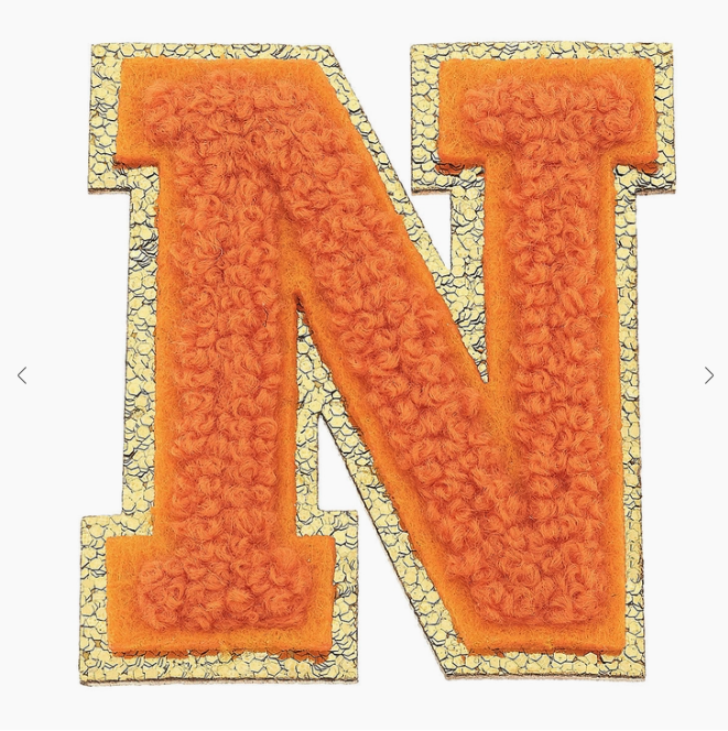 Stuck on You Large Chenille Glitter Varsity Letter Patch Misc Accessories Canvas N  