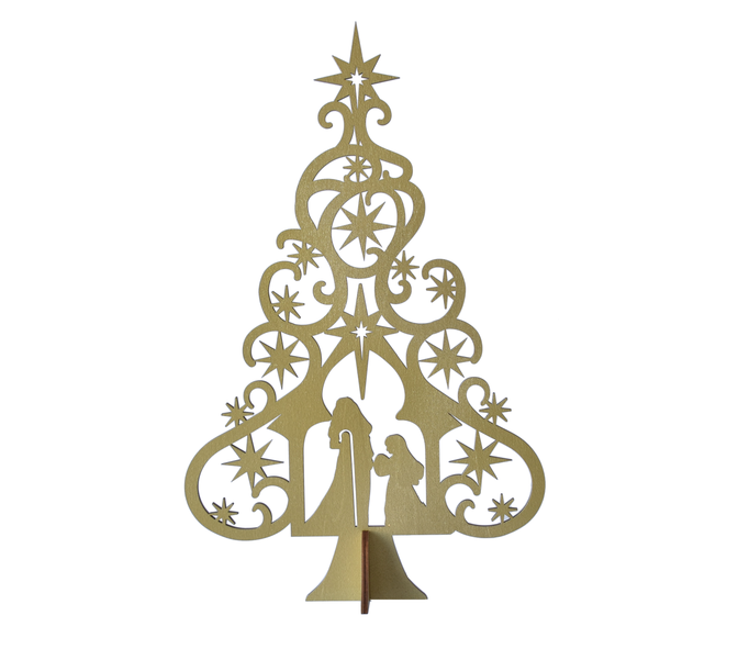 Gold Nativity Tree Seasonal Midwest-CBK   