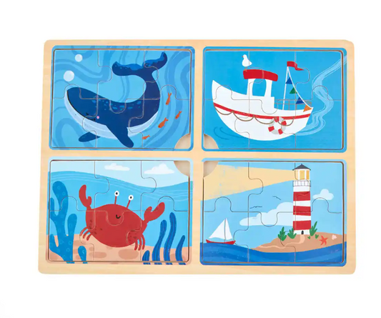 Blue Sea 4-in-1 Puzzle Gifts Mudpie   