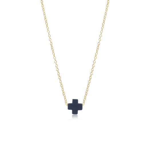 Signature Cross 16" Gold Necklace - Navy Women's Jewelry enewton   