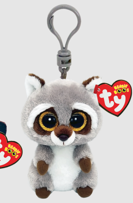 Oakie Gray Raccoon Clip Plush Ty   