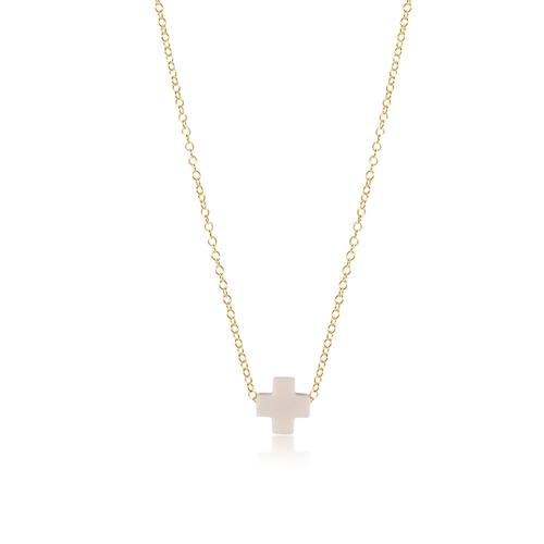 Signature Cross 16" Gold Necklace -Off White Necklaces enewton   