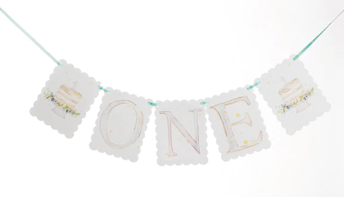 "One" Birthday Banner Paper Goods Over the Moon Blue  
