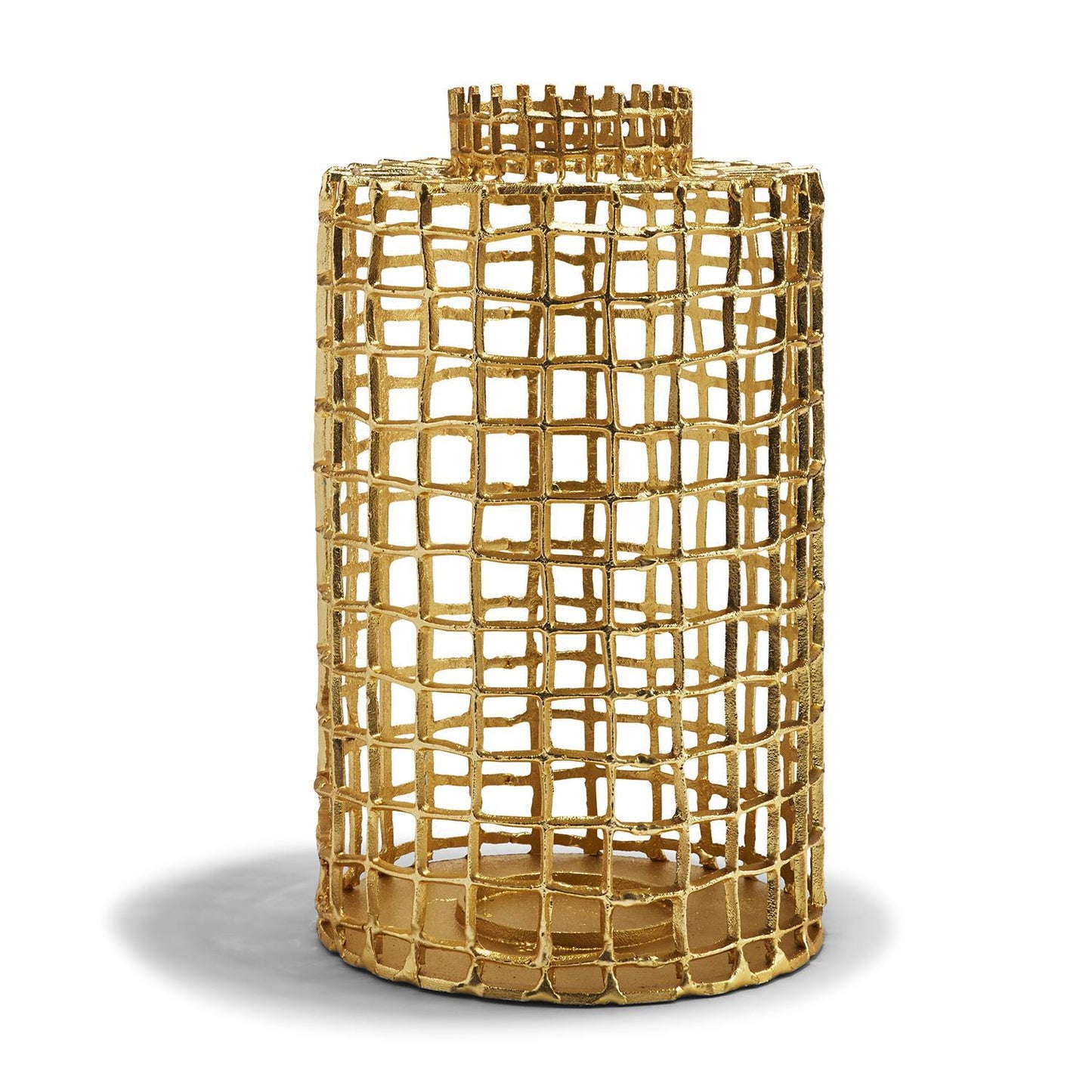 Golden Basket Cylinder Lantern Home Decor Two's Company   