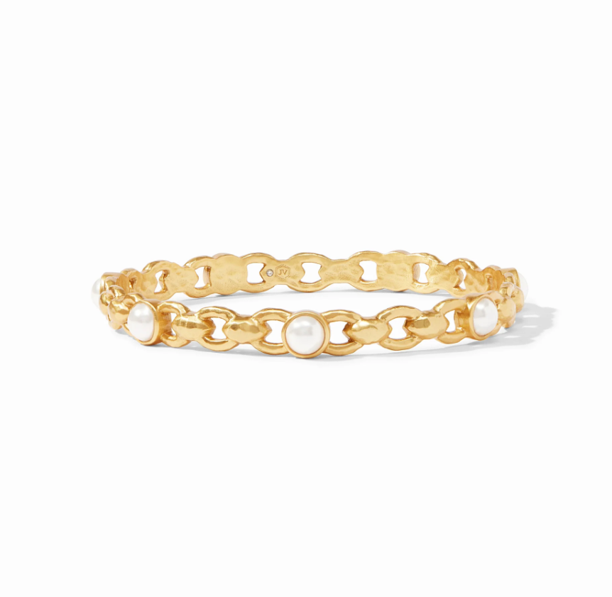 Palermo Pearl Bangle Gold Pearl Small Bracelets Julie Vos   