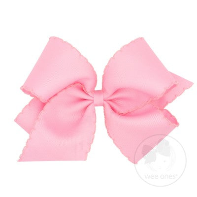 King Monotone Moonstitch Grosgrain Bow - Pearl Pink Kids Hair Accessories Wee Ones   