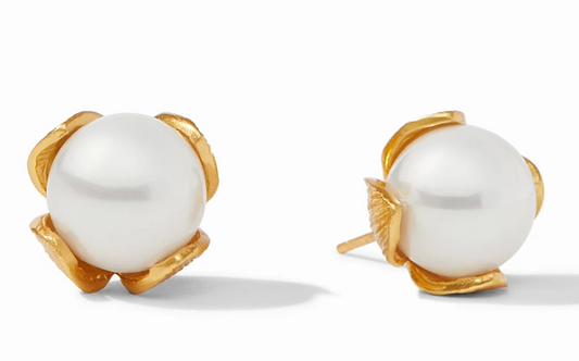 Penelope Stud Gold Pearl - Large Earrings Julie Vos   