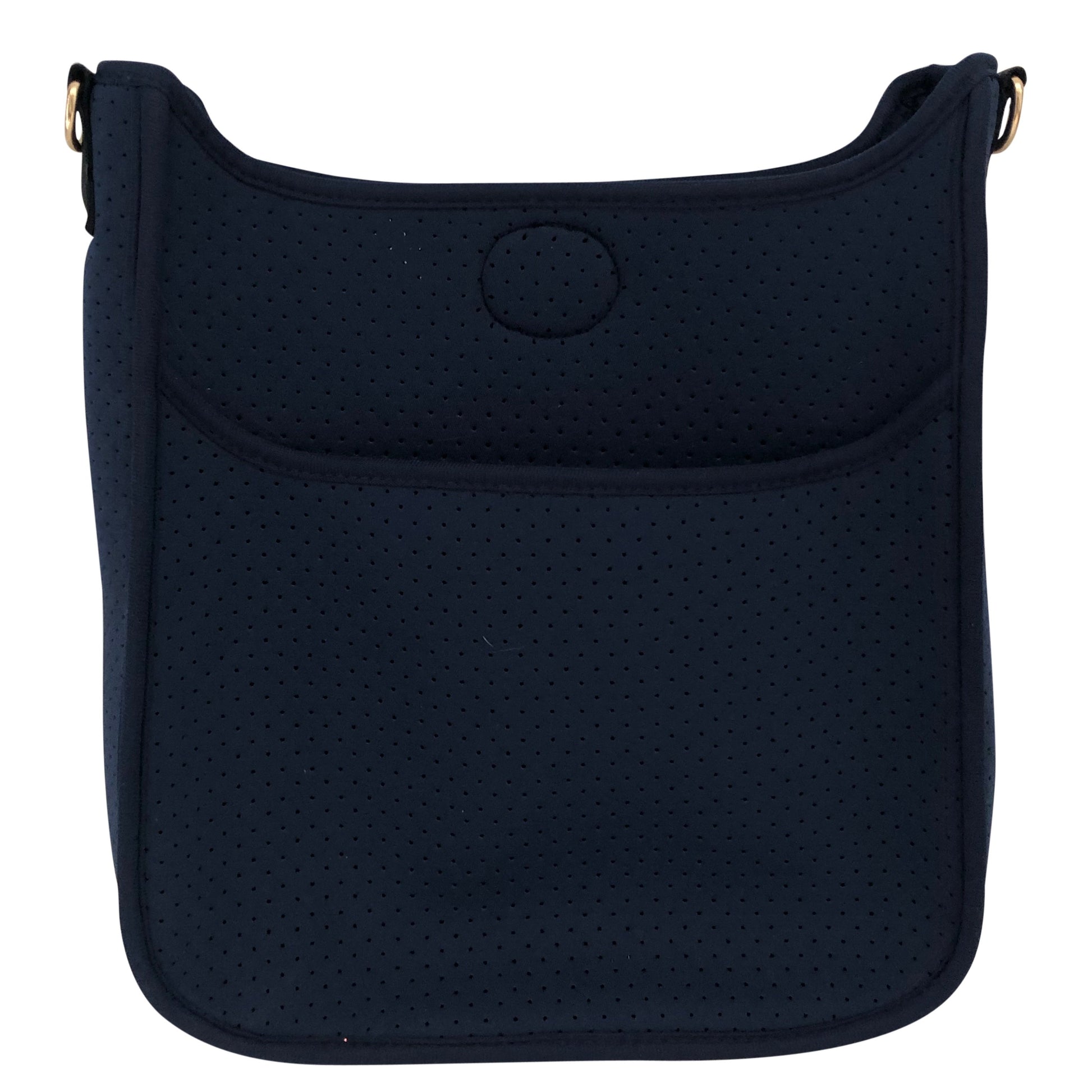 Navy Perforated Neoprene Messenger Bag (no strap attached) Women's Accessories Ahdorned   