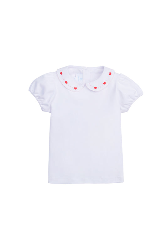 Embroidered Peter Pan Top - Hearts Girls Tops + Tees Little English   