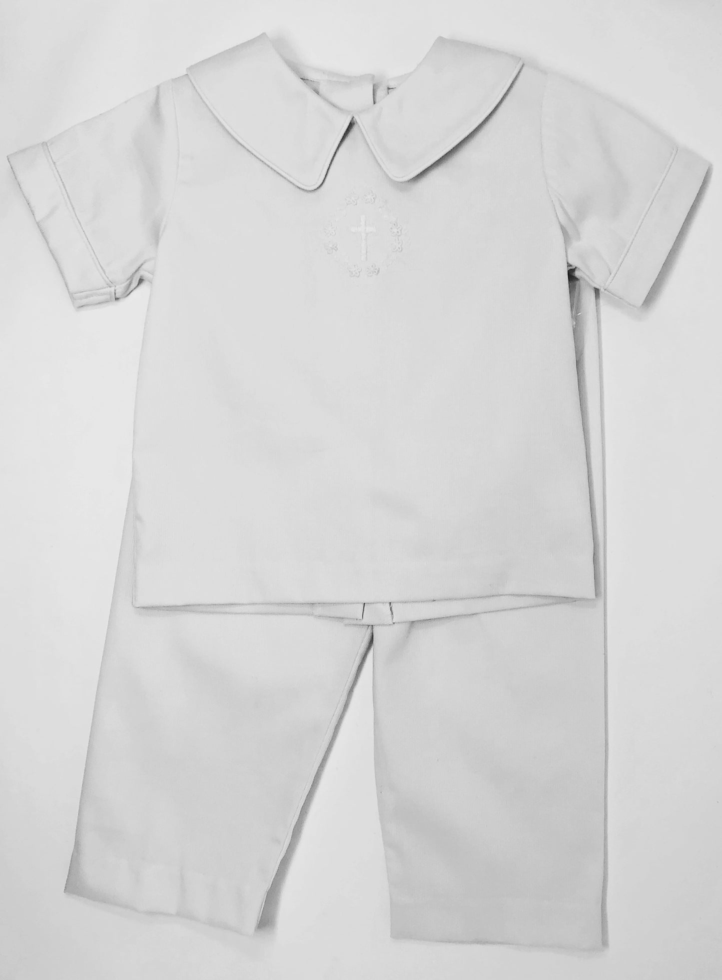 Hand Embroidered Boy Cross Peter Pan Collard Pantset Clothing Zuccini   