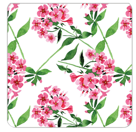 4"x4" Pink Flowers Paper Coasters Kitchen + Entertaining WH Hostess   