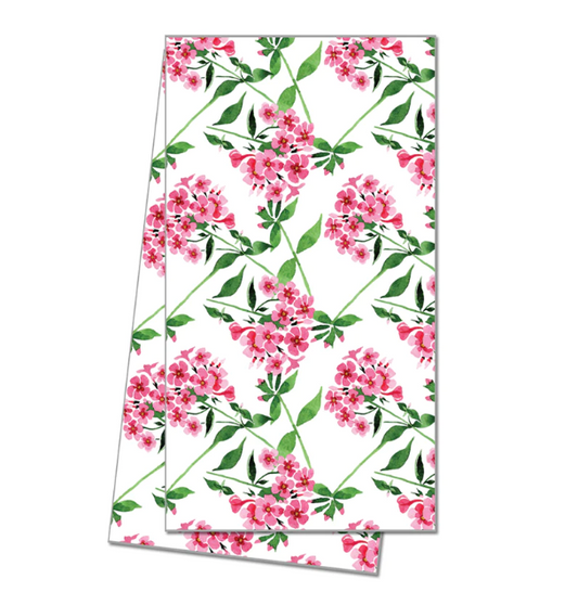 Pink Flowers Cotton Tea Towel Gifts WH Hostess   