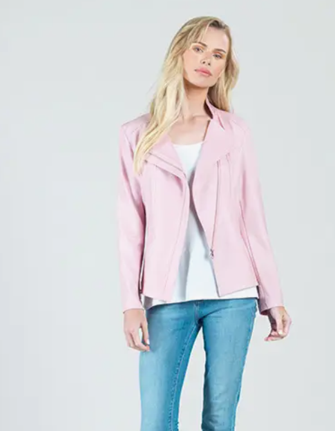 Liquid Leather Signature Jacket - Pink Women's Clothing Clara Sun Woo   