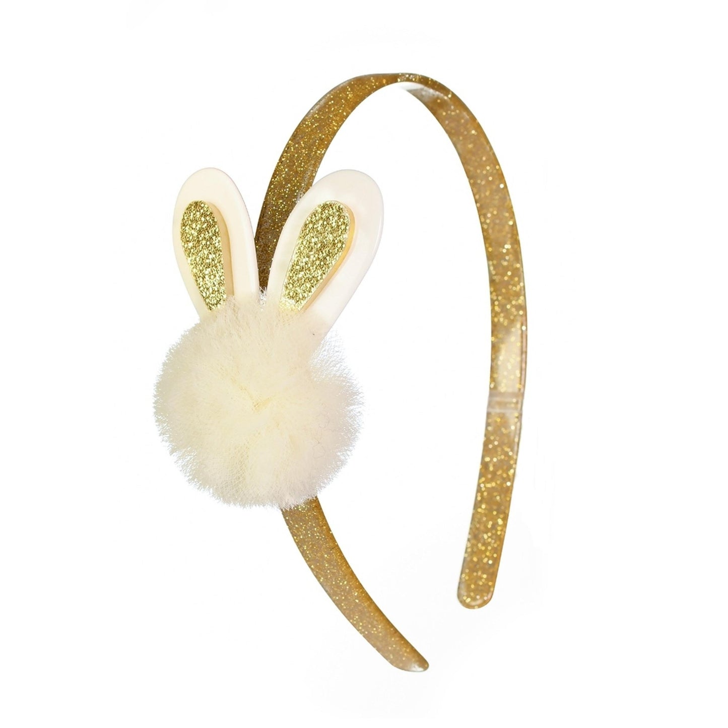 Pom Pom Bunny Beige Headband Kids Hair Accessories Lilies & Roses   