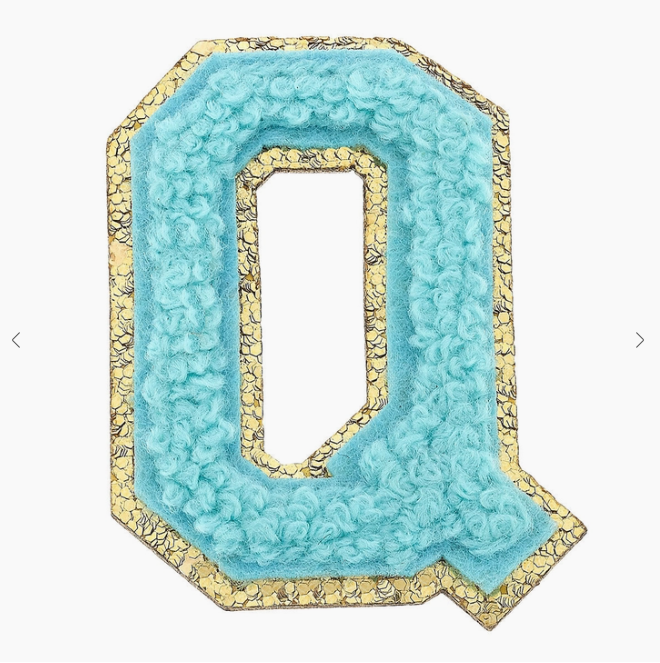 Stuck on You Large Chenille Glitter Varsity Letter Patch Misc Accessories Canvas Q  