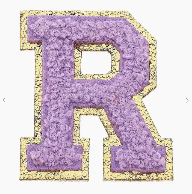 Stuck on You Large Chenille Glitter Varsity Letter Patch Misc Accessories Canvas R  