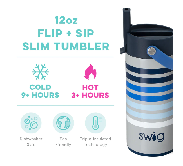 Rad Racer Flip + Sip Slim Tumbler (12oz) Insulated Drinkware Swig   
