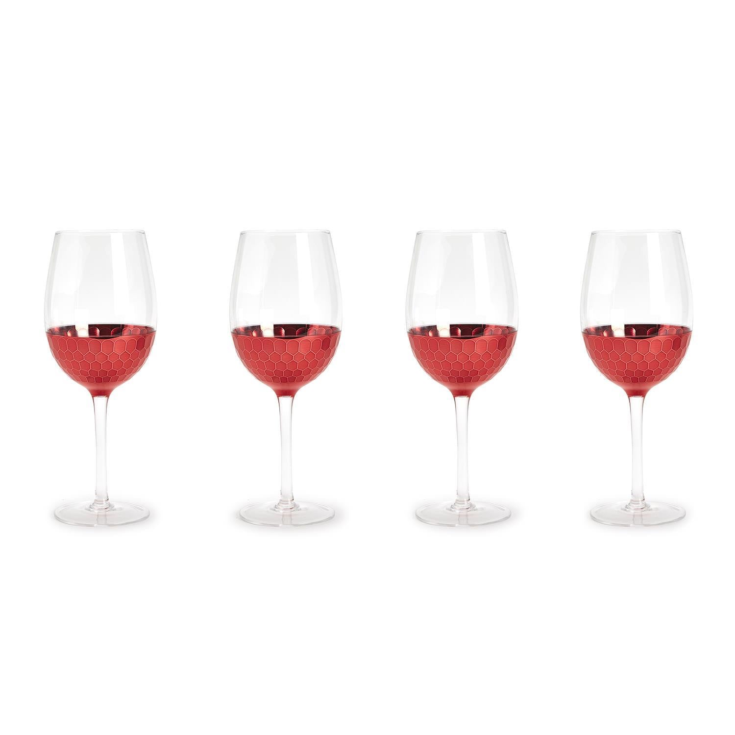 Red Hot Faceted Wine Glass Kitchen + Entertaining Two's Company   