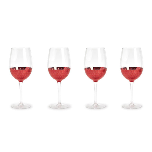 Red Hot Faceted Wine Glass Kitchen + Entertaining Two's Company   