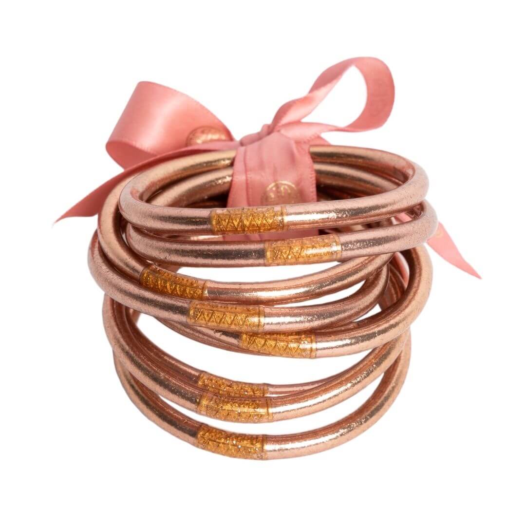 Rose Gold All Weather Bangles (Set of 9) - SM Women's Jewelry Budha Girl   