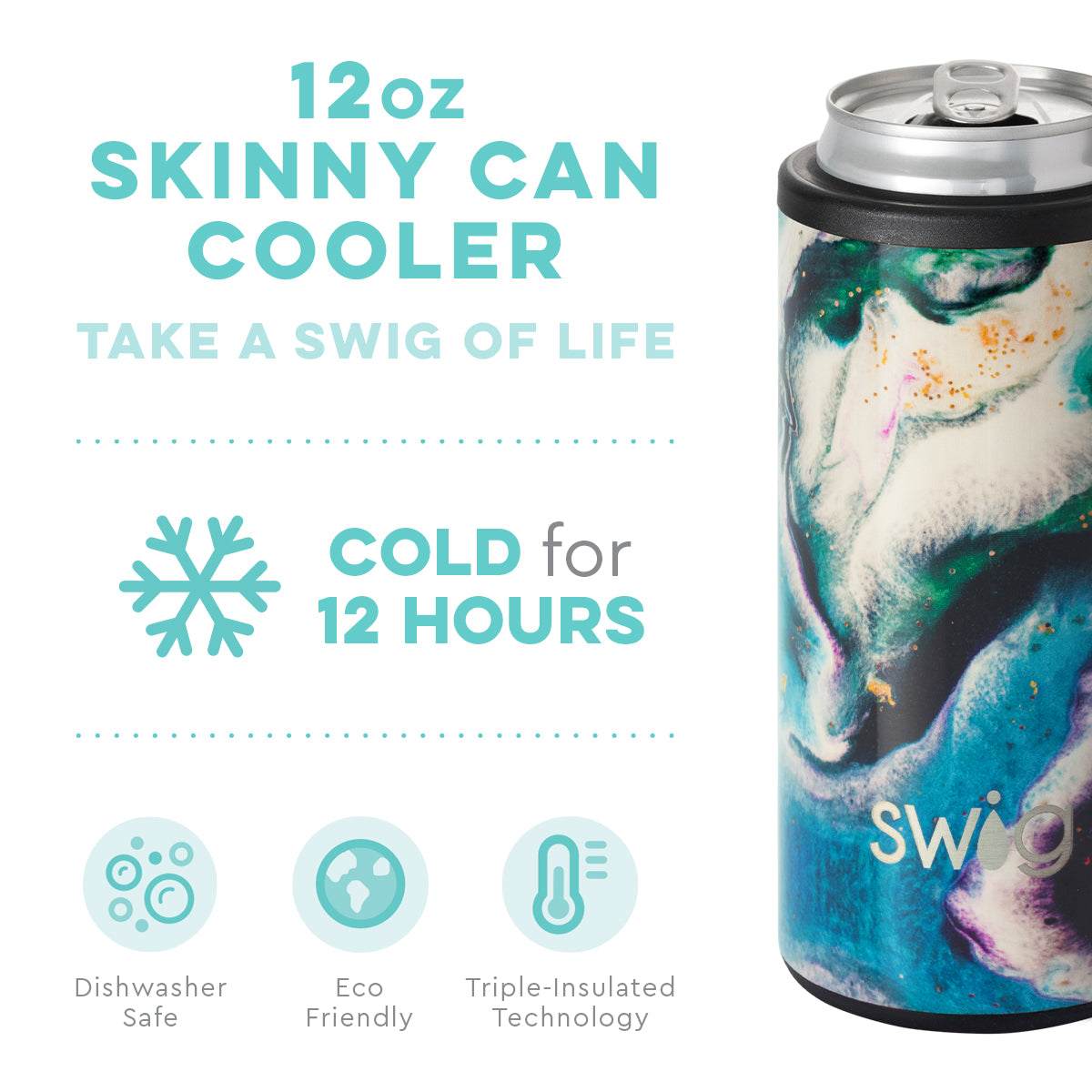 12 oz Skinny Can Cooler - Aurora Gifts Swig   