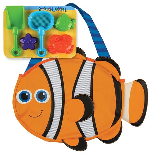 Beach Totes w/ Sand Toy Play Set Kids Backpacks + Bags Stephen Joseph Clown Fish  