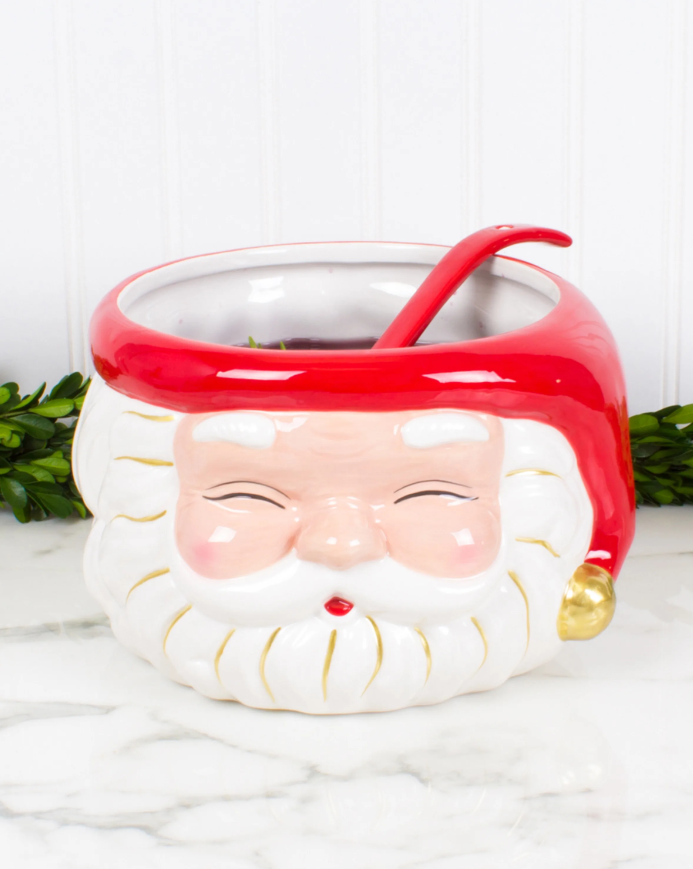 Red Santa Punch Bowl with Ladle Seasonal 8 Oak Lane   