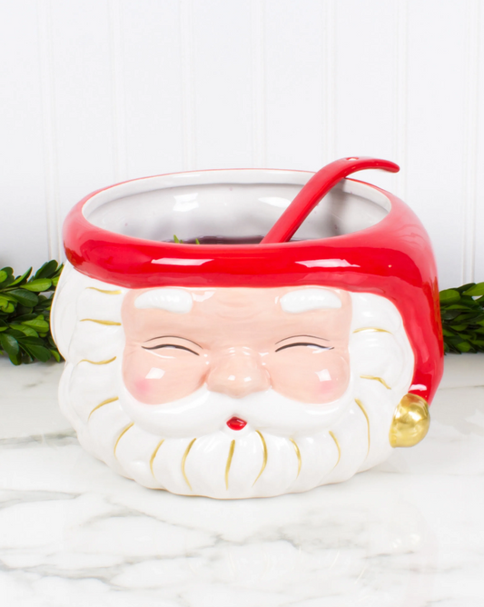 Red Santa Punch Bowl with Ladle Seasonal 8 Oak Lane   