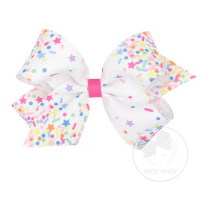 King Colorful Confetti Print Grosgrain Bow Kids Hair Accessories Wee Ones   