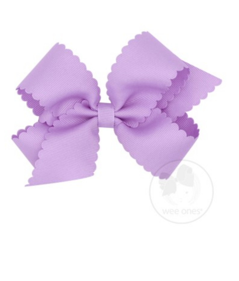 Medium Scalloped Edge Grosgrain Bow - Light Orchid Kids Hair Accessories Wee Ones   
