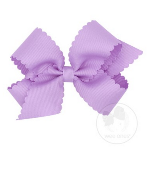 King Scalloped Edge Grosgrain Bow - Light Orchid Kids Hair Accessories Wee Ones   