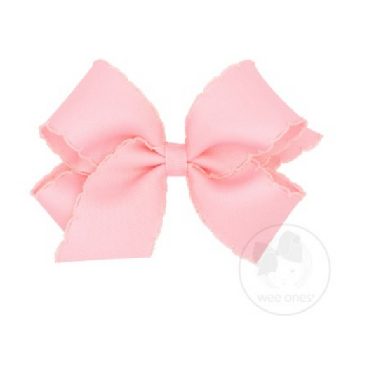 Medium Monotone Moonstitch Grosgrain Bow - Light Pink Kids Hair Accessories Wee Ones   