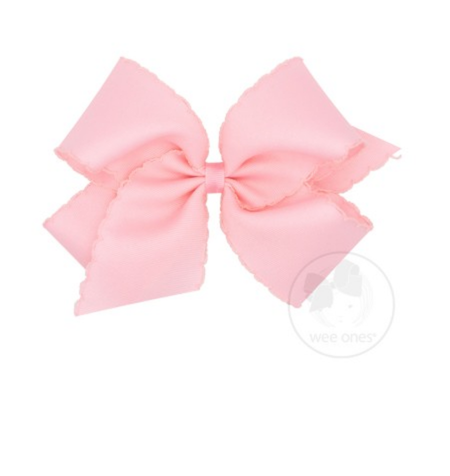 King Monotone Moonstitch Grosgrain Bow - Light Pink Kids Hair Accessories Wee Ones   