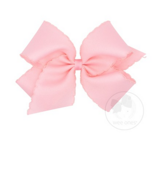 King Monotone Moonstitch Grosgrain Bow - Light Pink Kids Hair Accessories Wee Ones   