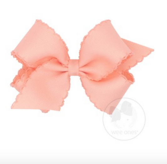 Medium Monotone Moonstitch Grosgrain Bow - Light Coral Kids Hair Accessories Wee Ones   