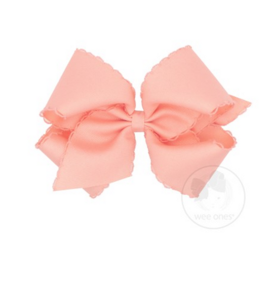 King Monotone Moonstitch Grosgrain Bow - Light Coral Kids Hair Accessories Wee Ones   