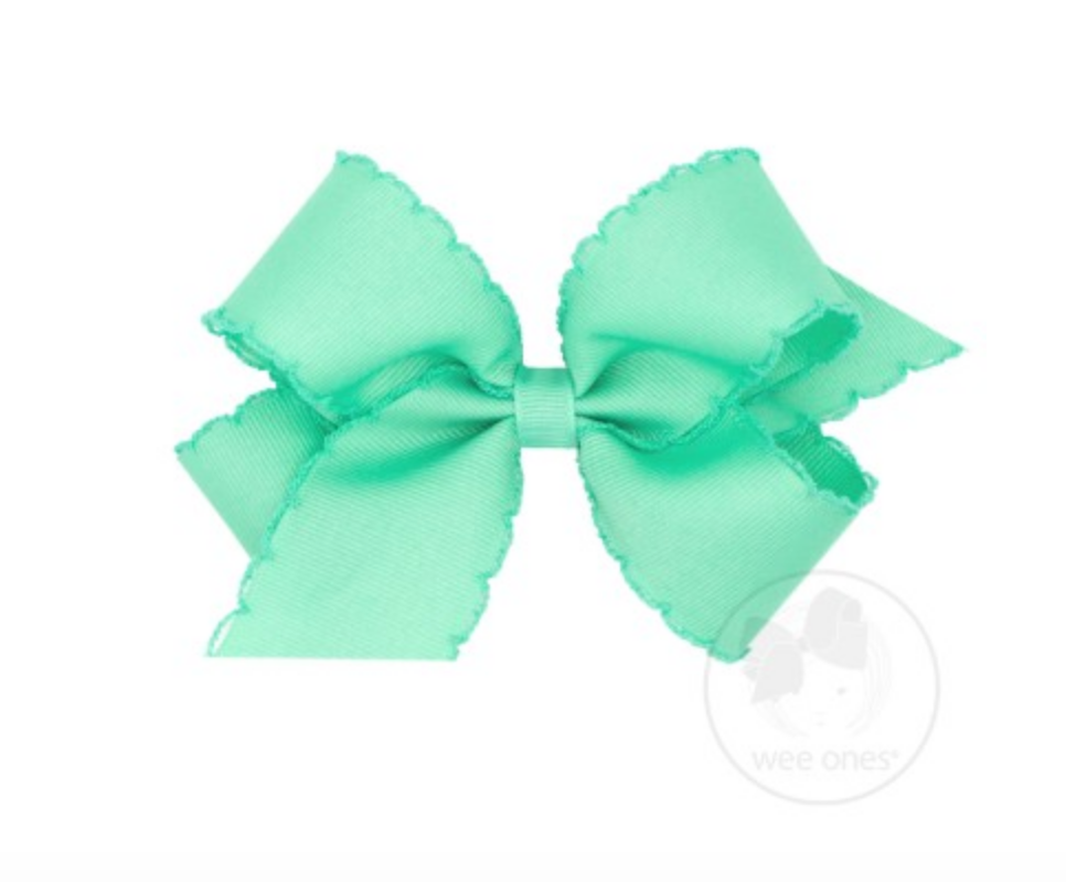 Medium Monotone Moonstitch Grosgrain Bow - Lucite Kids Hair Accessories Wee Ones   